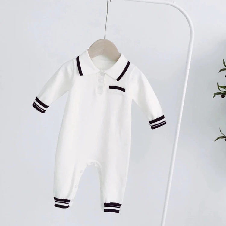 Wholesale infant toddlers clothing collar knitted baby romper