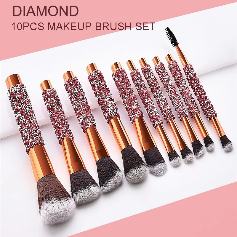 jewel rosegold face hair piece magnet beauty glam 12pcs sparkling brass ferrule handle wholesale synthetic crystal makeup brush