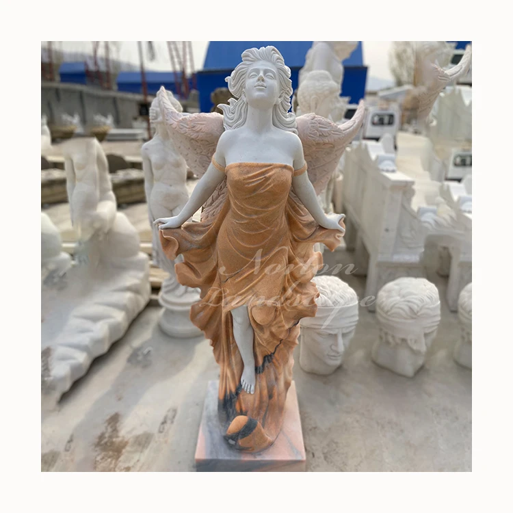 Custom Large Colored Stone Marble Angel Art Statues Sculpture For