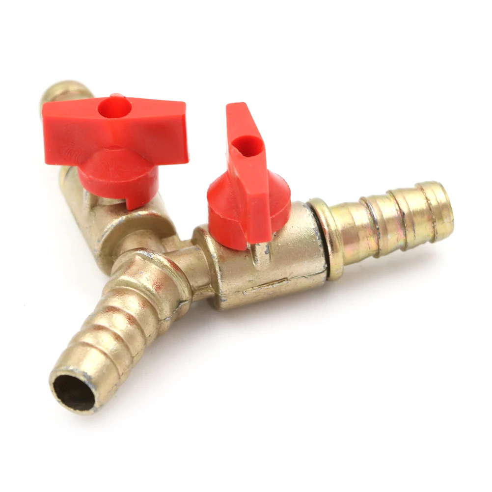Sygjal 1pc Clamp Fitting Hose Barb Fuel Water Oil Gas for Garden Irrigation Automotive 3/8 10mm Brass Y 3-Way Shut Off Ball Valve Valve 