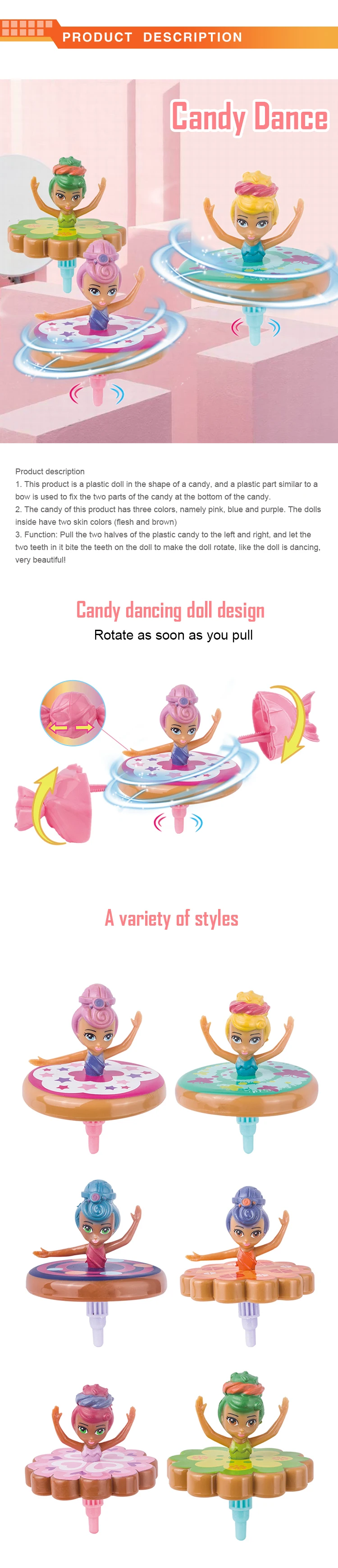 2020 New Arrival Plastic Candy Spiral Rotating Dancing Surprise Blind Box Candy Dancing Doll