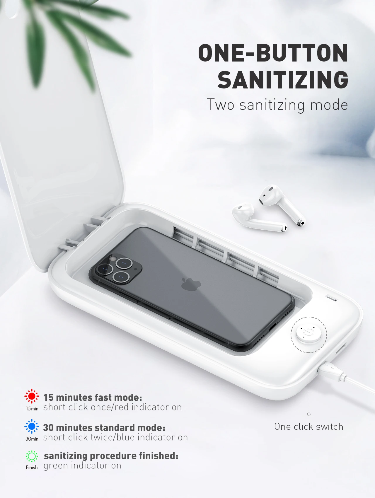 LDNIO UV Light Sanitizer Box, UVC Sterilizer for Smartphone Clinically Proven Kills 99.9% of Germs Viruses & Bacteria