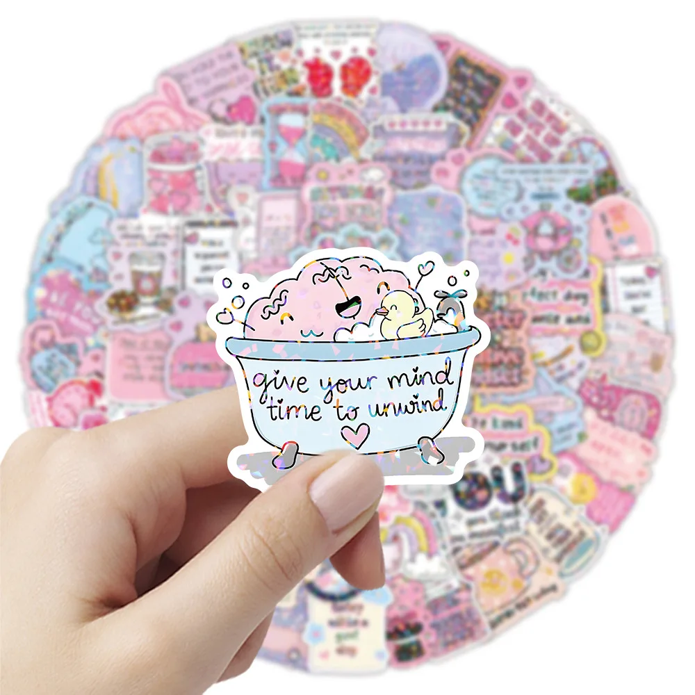 50PCS Cute Text Quotation Aesthetic Graffiti Door Car Sticker Laser ...