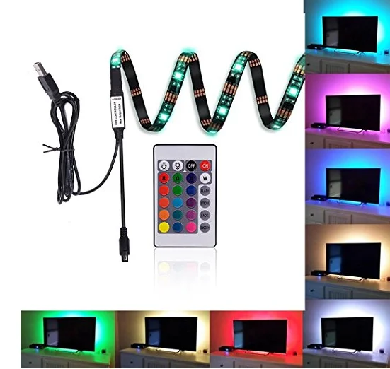 LED TV Backlight, 2M/5M RGB Accent LED Lights Strips For 40 To 60 IN HDTV Neon Light Bias lighting with Remote