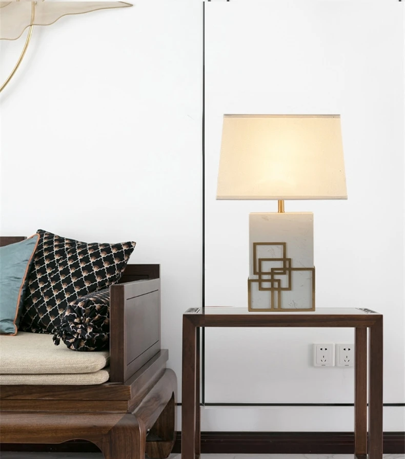 American Style Creative Table Lamp Living Room Bedroom Lobby Desk Lamp Personality Design LED Light Marble Tea Table Sofa Light