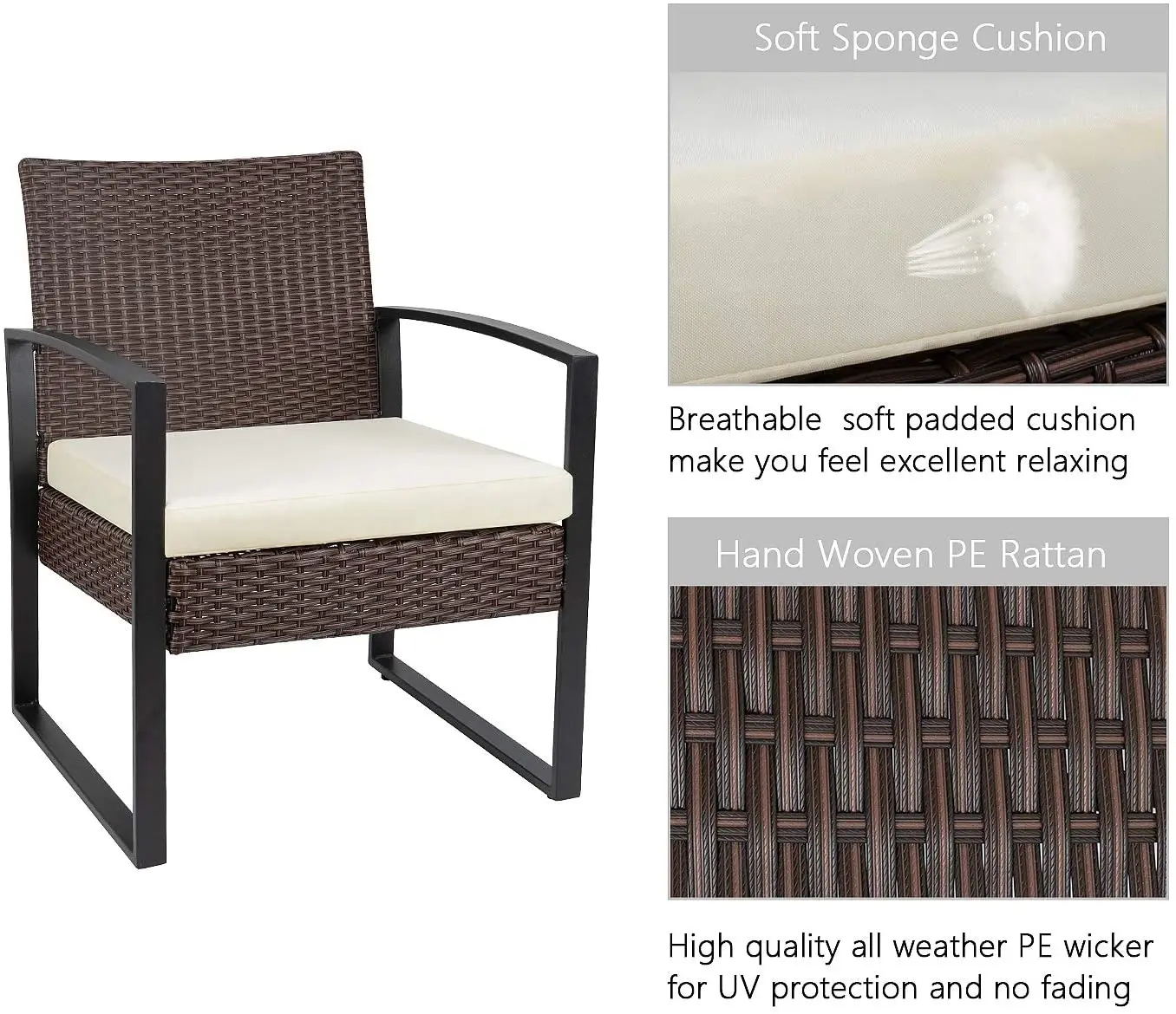 Custom Outdoor Patio Wicker Rattan Furniture Sets Bistro Rattan Chair