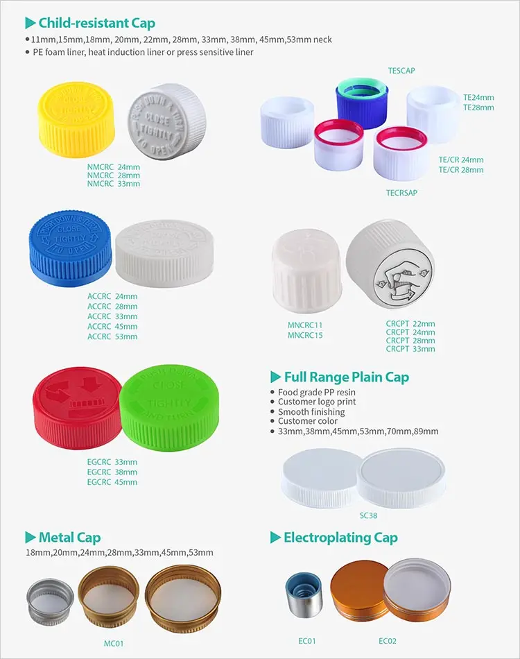 cap-lid-group-a 11mm-53mm T/E CRC Plastic Caps For Vials Bottles Jars Tubes Cans from Ningbo China Factory