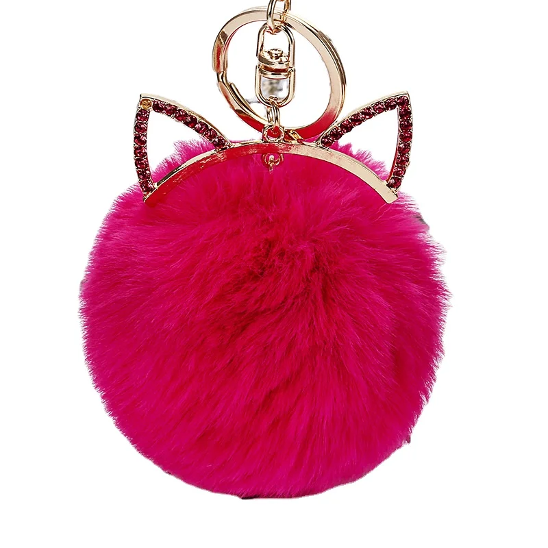 Cat Pom-Pom Keychains - 12 Pc.