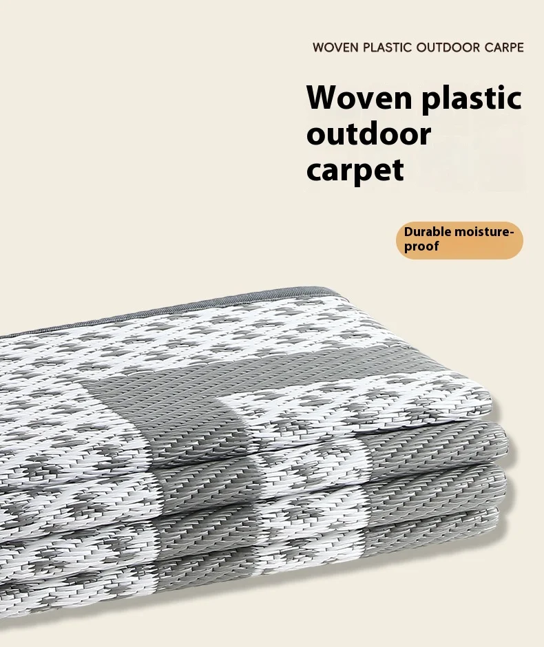 Modern Outdoor Solid Plastic Weaving Home Place Mat Moisture-Resistant Carpet Mat Star Frame Design for Spring Outings Beach