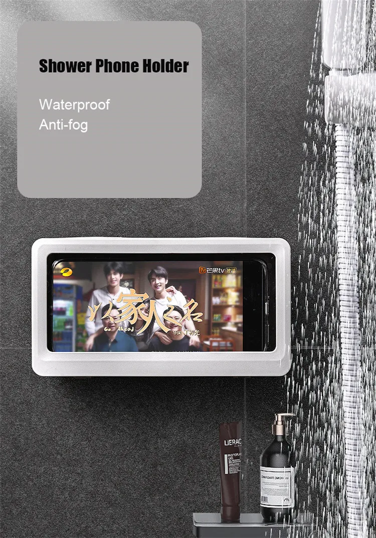Abs Bathroom Anti Slip Shower Phone Holder Waterproof Sticky Wall Mount
