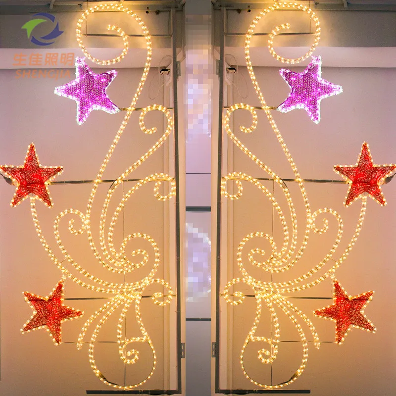 Outdoor Christmas for  holiday light  2d led christmas santa claus motif light and 2d Street poles hanging Christmas decorative
