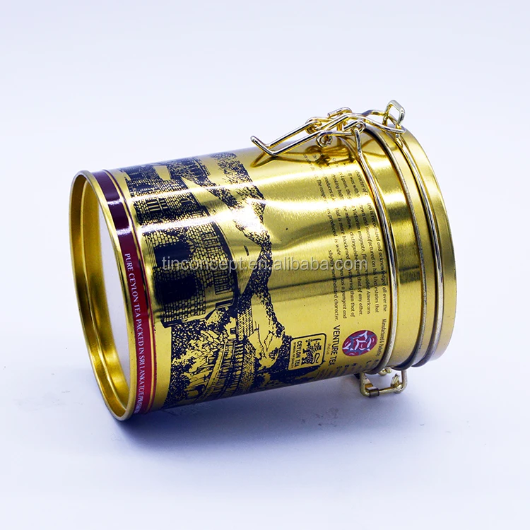 Factory Supply Gold Hinged Lid Copper Tea Tins For Storage