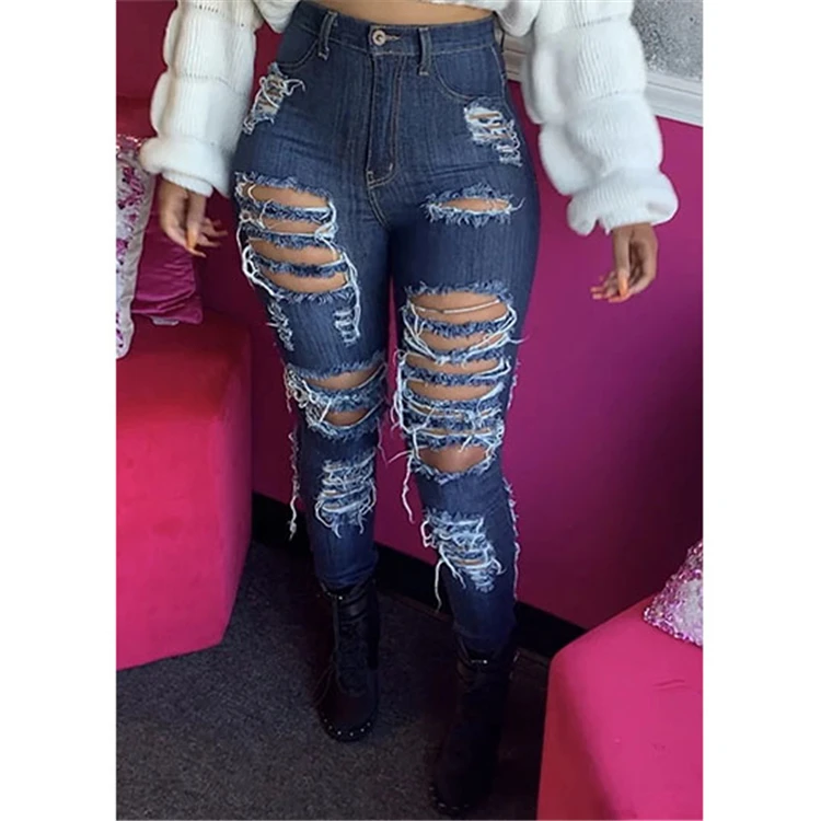 High Quality Womens Clothing Latest Design 2021 Leggings For Women Jeans Trousers Women Ripped Jeans Lady