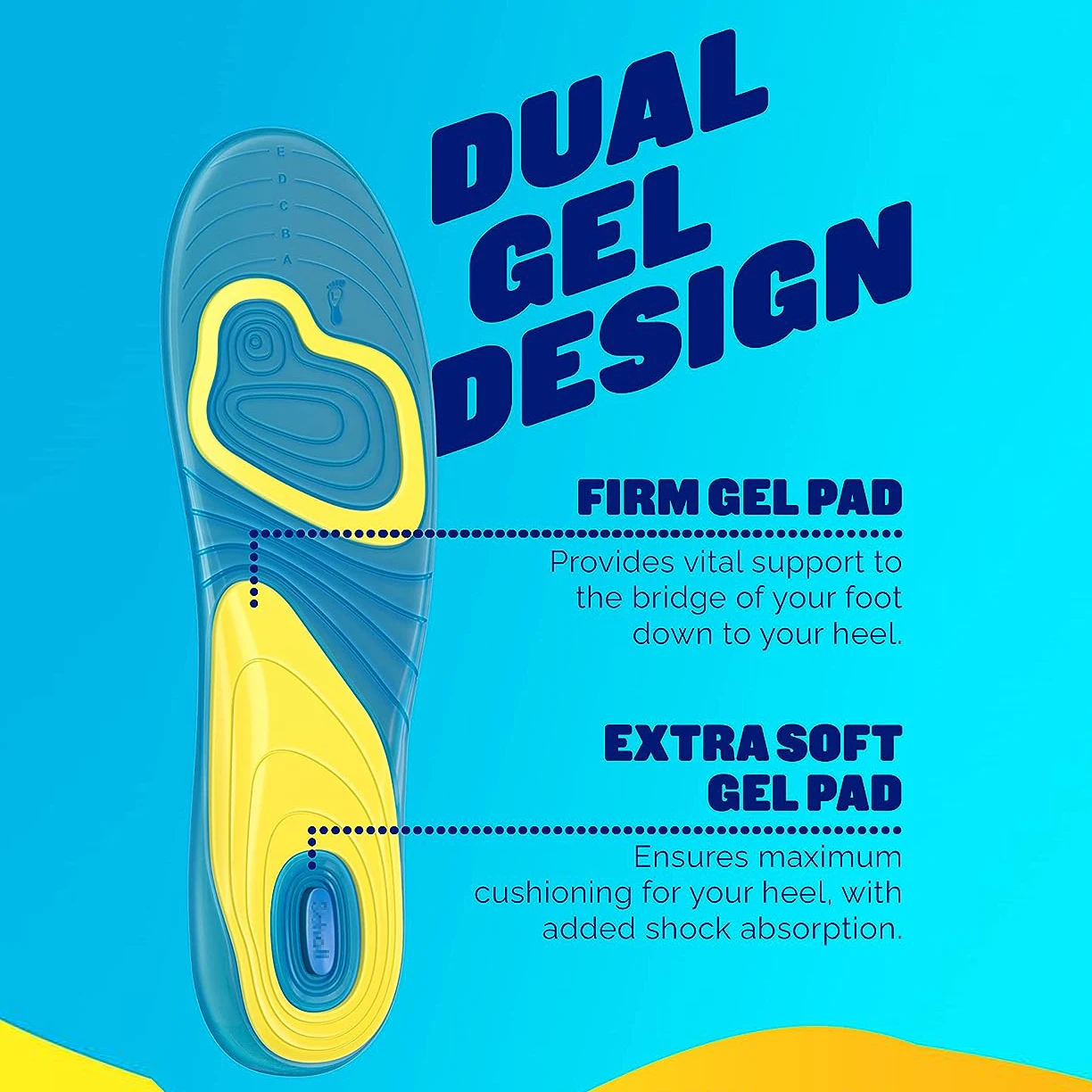 Cushioned Gel Insoles For Men And Women For Sport,Running,Hiking,Shock