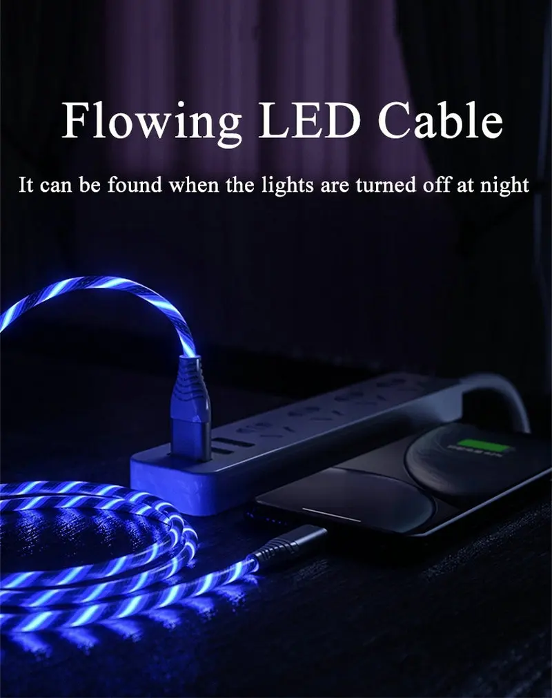 Trend 2021 Original Led Flowing Night Quick Charging Cable 1m Micro Led