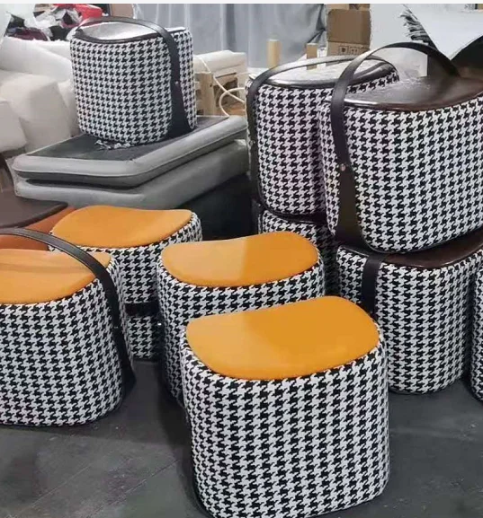 Household leisure portable mesh pattern footstool
