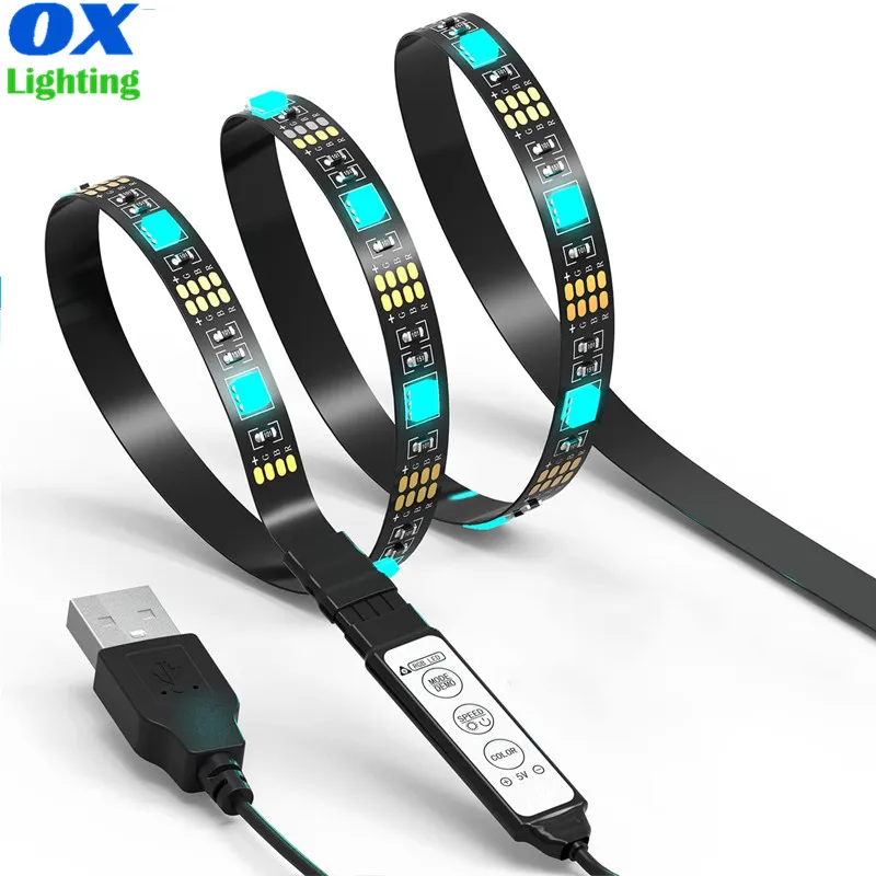 TV 16 Colors Waterproof IP65 USB LED Strip Mirror/PC/TV Music Sync TV Backlights LED Strip Lights with Remote Controller
