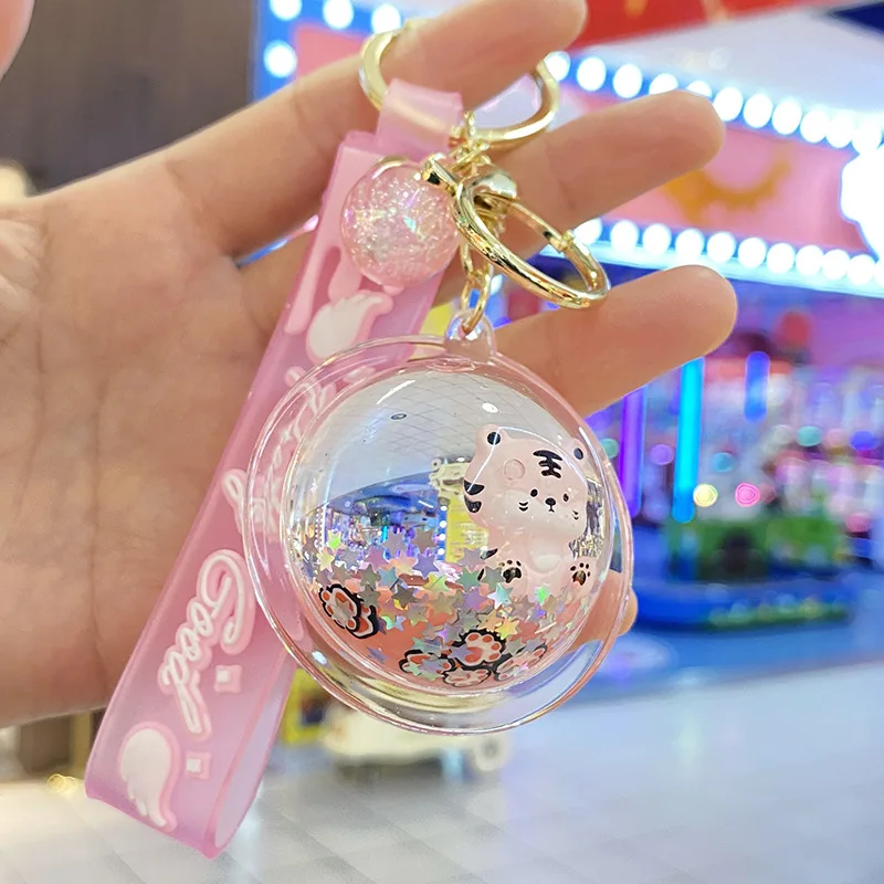 Glitter Acrylic Floating Quicksand Keychain - Unique Liquid Milk
