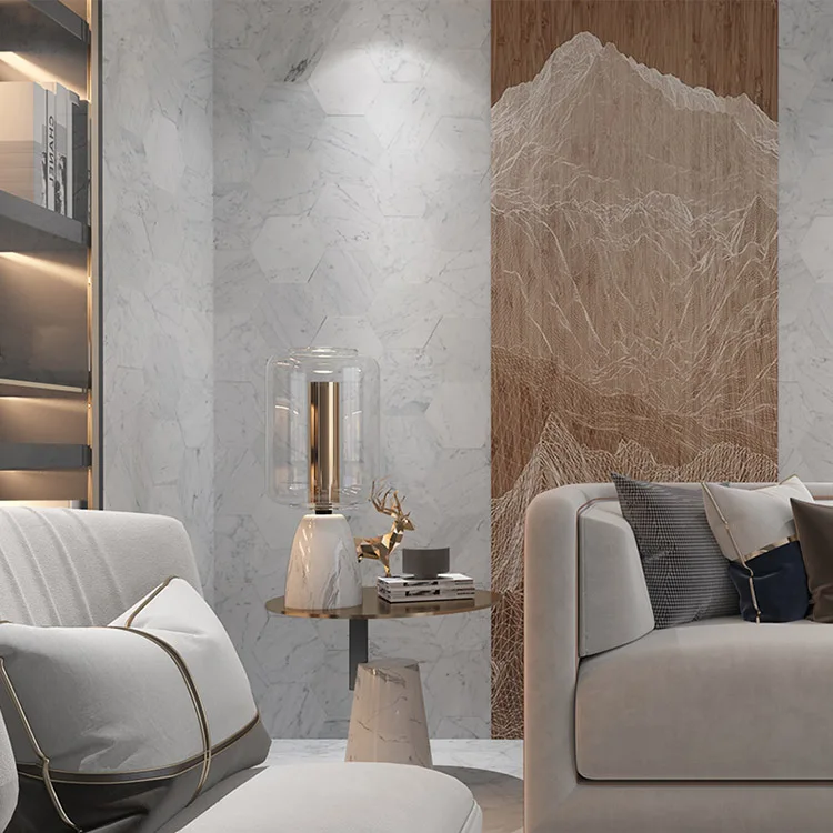 High quality Elegance Carrara White Hexagon Marble Mosaic floor