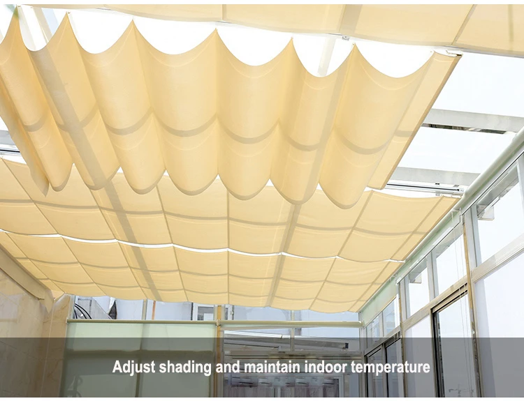 Smart Home Indoor Remote Control Fcs Folding Pergola Sunshade Manual Electric Motorized Skylight