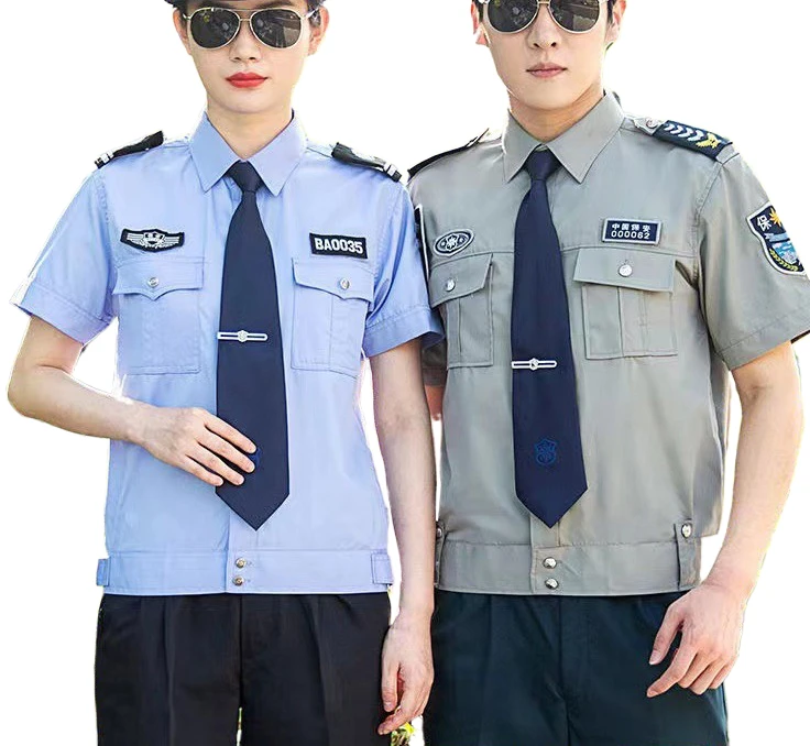 Wholesale Custom Short Sleeve Gray Private Security Uniform Suit Shirt Security Clothing Security Gu