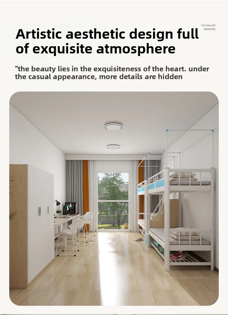 desk combination iron frame bunk bed-6