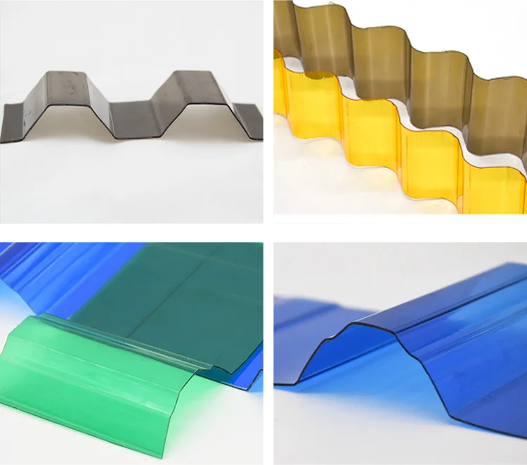 Easy to install uv-coated curved plastic sheet polycarbonate roof tiles smoked color
