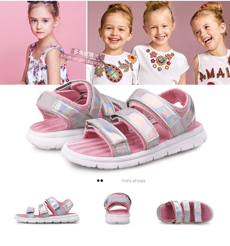 2020 new fashion custom girls sandals cheap strap kids summer flat sports sandals