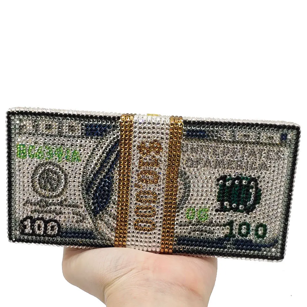 diamond money clutch purse