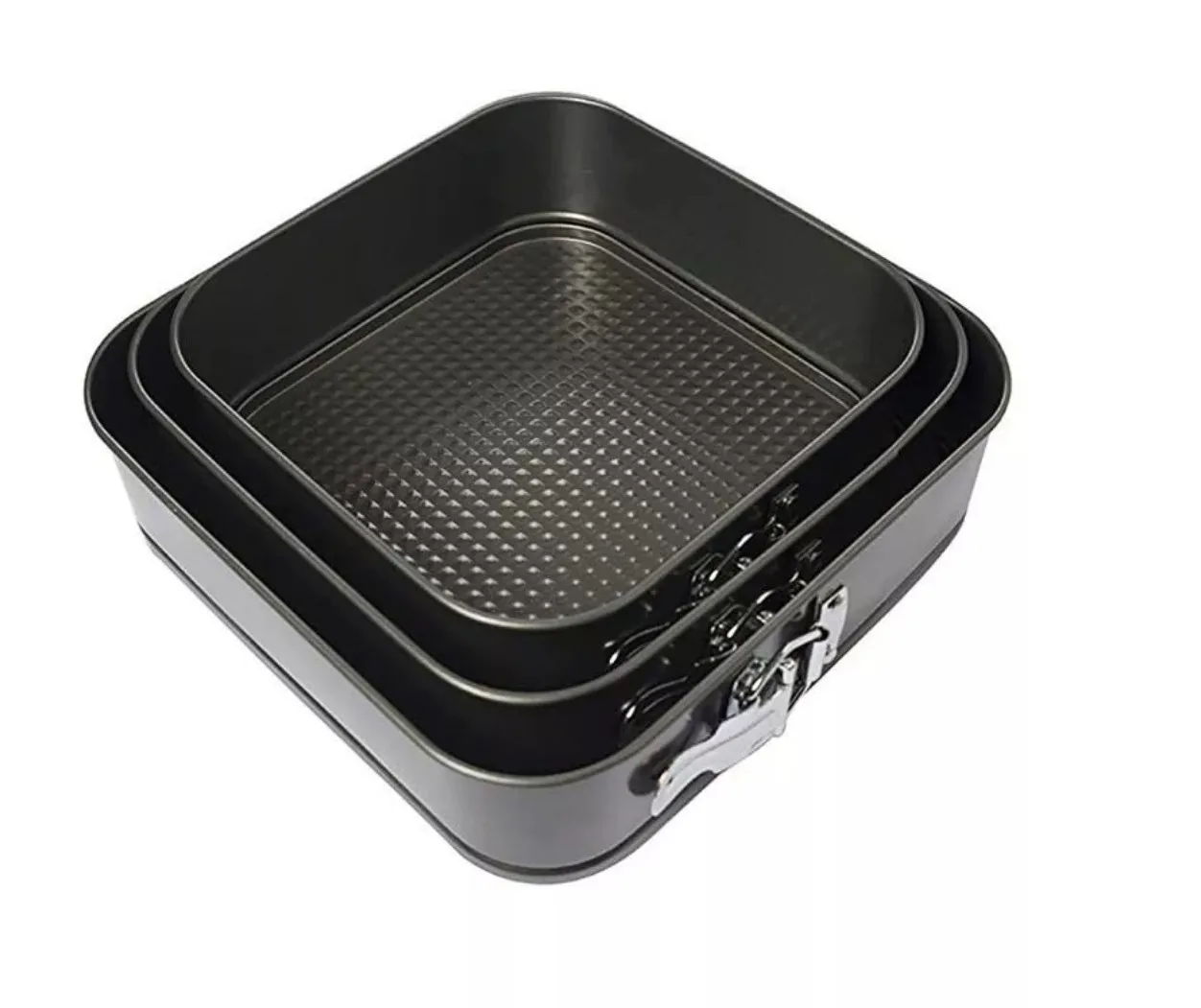 3pcs Nonstick Carbon Steel Cake Baking Pans Square Springform Baking