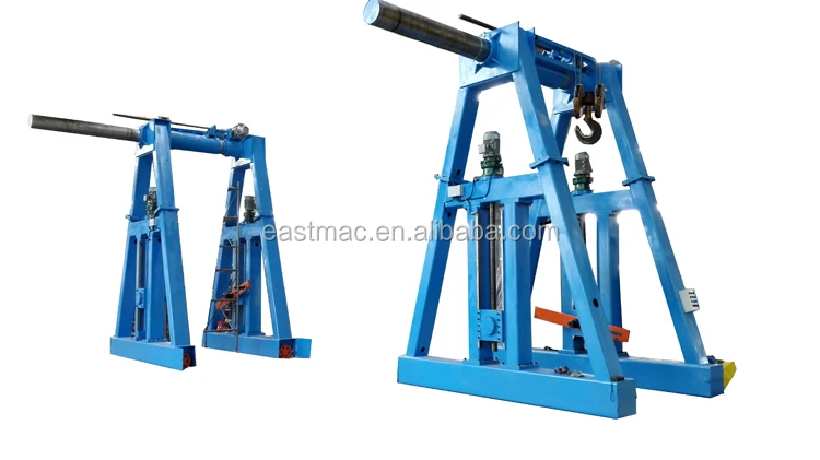 Strong A shaped gantry rail walk type pay-off and take-up wire and cable coiling and rewinding machine
