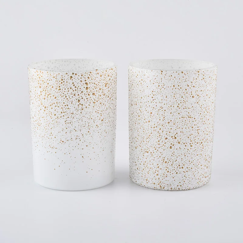 Luxury Gold Decoration White Glass Candle Jars