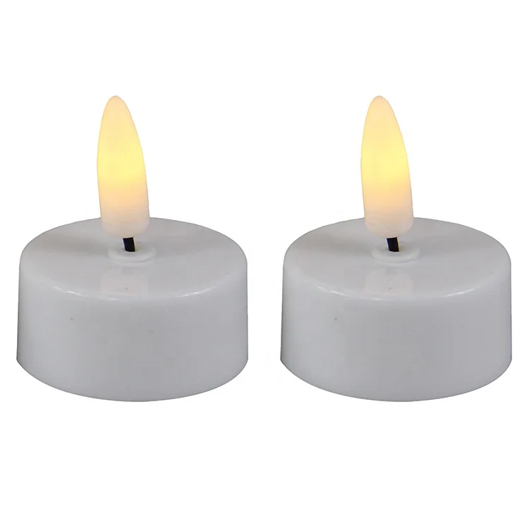 Wedding home decor set of 4 white plastic mini flameless tealight candle