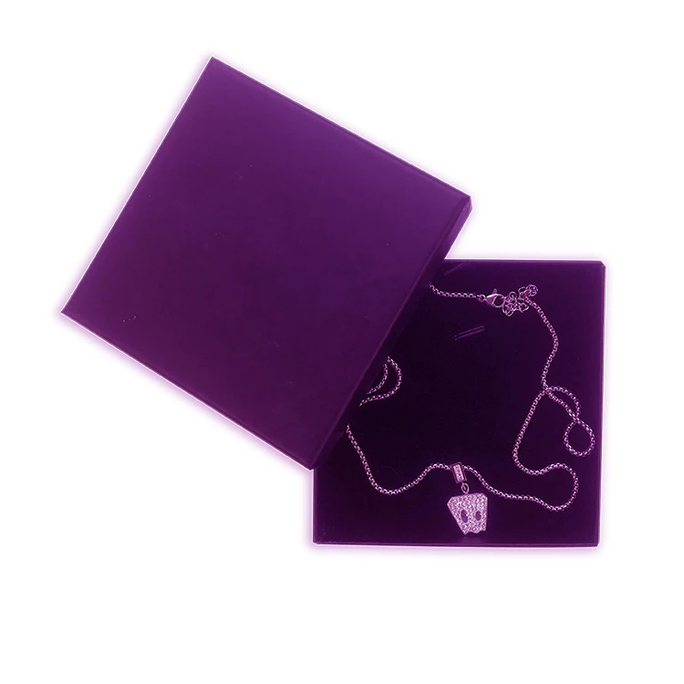 product-Purple cardboard paper jewelry ring necklace packaging gift box with sponge-Dezheng-img-2