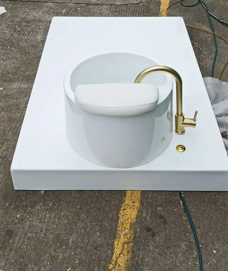 Salon Sink With Faucet And Marble Platform(wooden Base) Portable