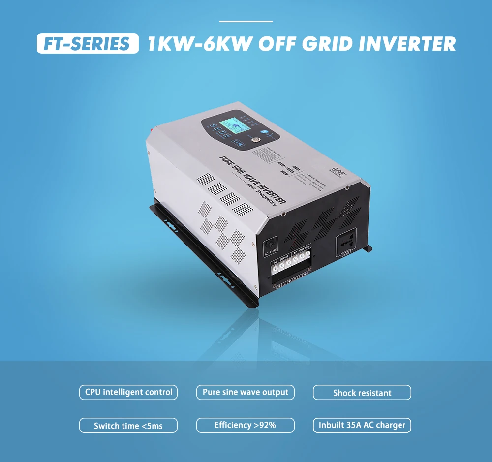 Yokshop: Off Grid Power Inverter 6000 W Continuous Output 110V 50Hz for Solar Panel or Battery DC 12V Convert to AC Sine Wave 110 V 50 Hz 12000 W Peak Output 