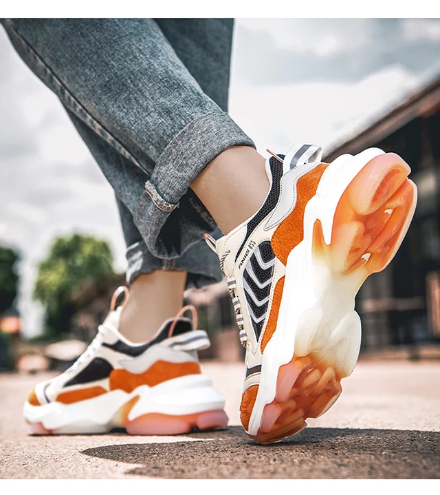 亚马逊热卖时尚时尚透气休闲矮胖运动鞋男士 - buy men chunky shoes