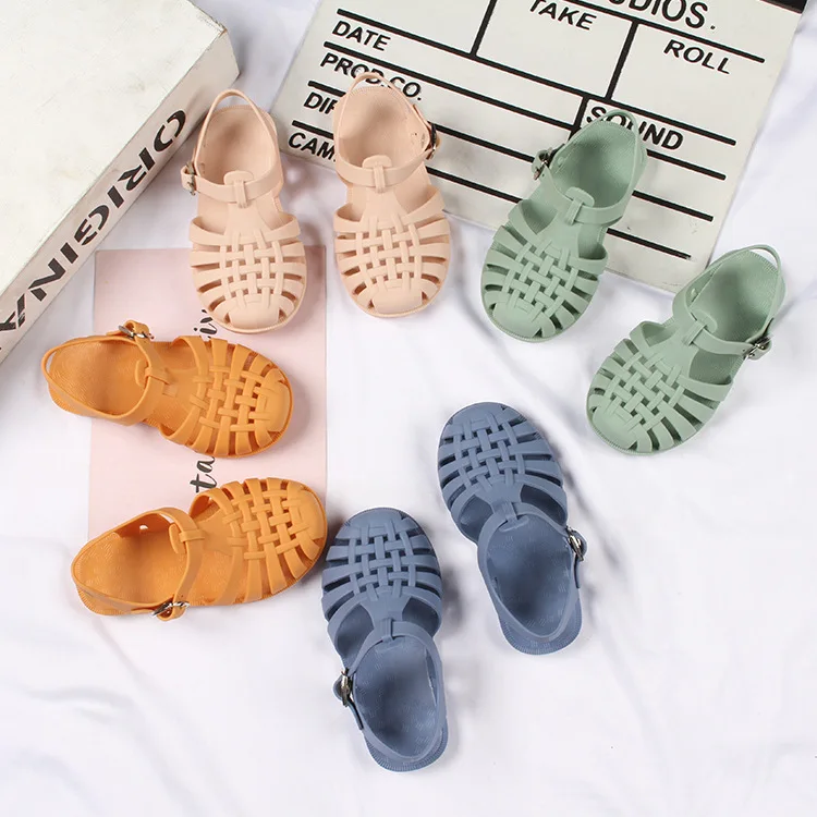 New Infant Crystal Jelly Sandal Retro Colorful Neon Sandals Kids Strap ...