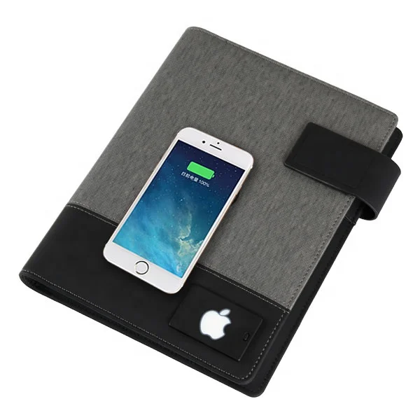 Light Logo Plate A5 Notebook With Power Bank Leather A5 Power Bank