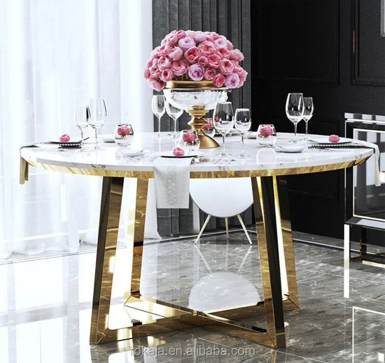 Modern Round Marble Dining Tables With Chairs Set Hotel Wedding Dining