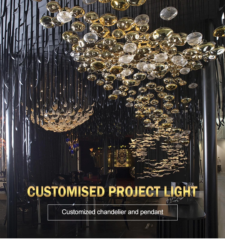 Factory supply glass K9 crystal custom Big project chandelier pendant light