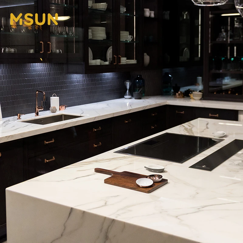 Msun White Resin Stone Marble Kitchen Countertop Kitchen Island Tops