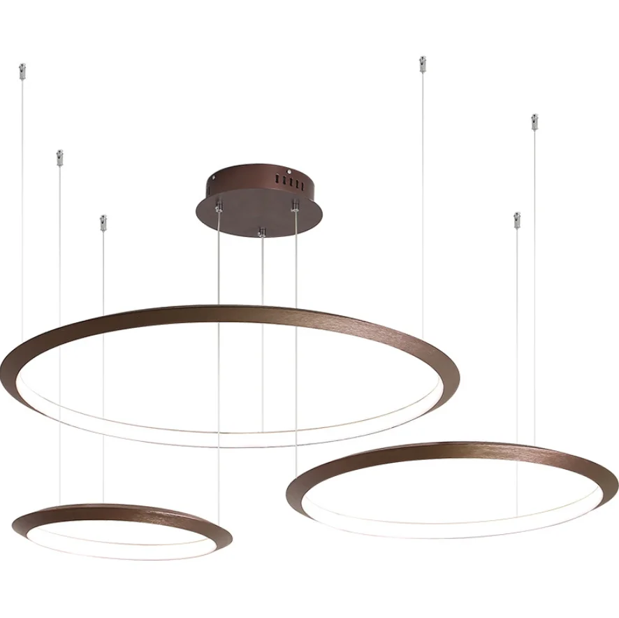 weshion aluminium black smd silicone pendant lamp adjustable round modern 3 ring chandelier led linear hanging pendant light