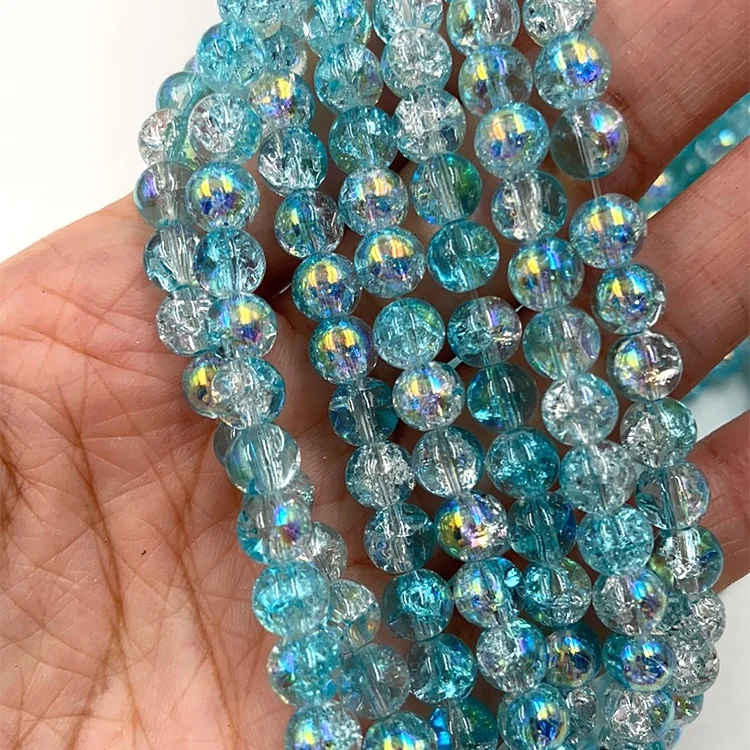 Stock For Sale Jewelry Making Glass Beads Crackle Glass Beads 6mm Small Beads For Jewelry Making
