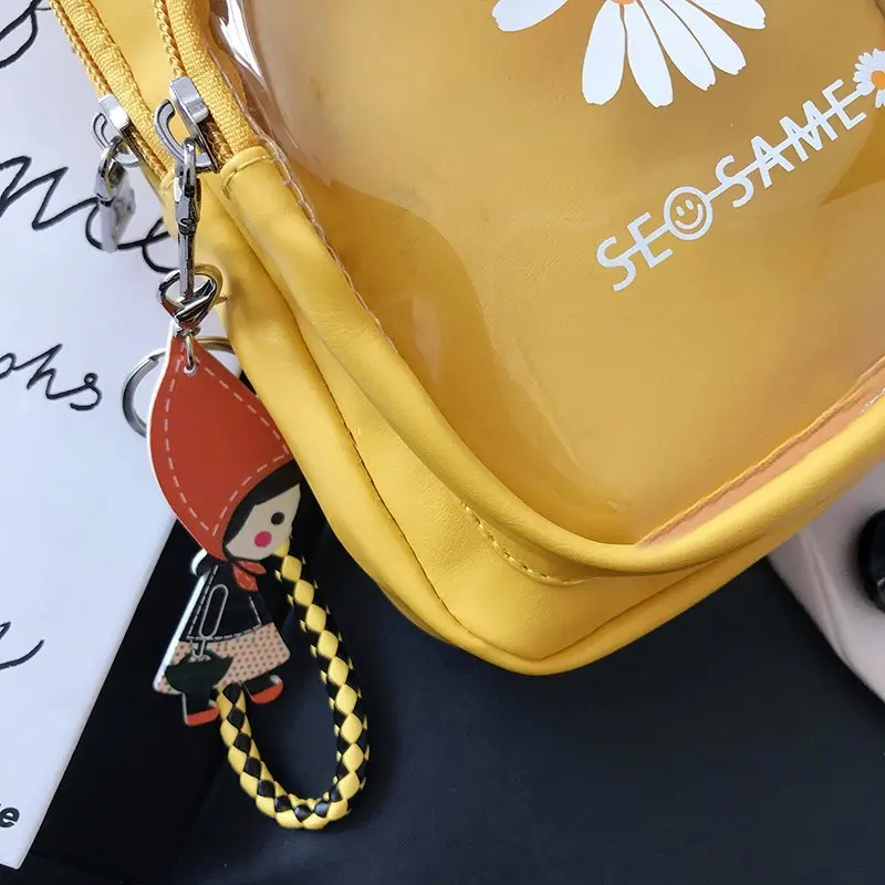 fashion most popular women chest ita bag with clear PVC window for pins custom design transparent ita bag