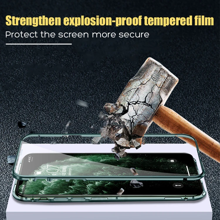 OTAO Double Sided 9H Tempered Glass Mobile Phone Shell For iPhone 11 Pro MAX XS XR X Metal Case Mgnetico Magnet Back Cover Coque