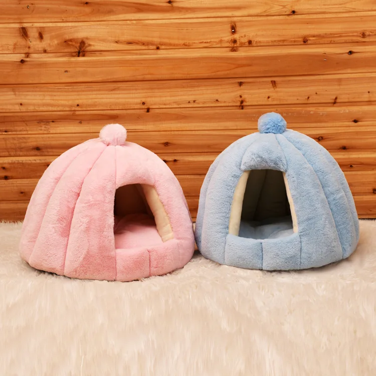 Cute Deep Sleep Round Dog House Rabbit Fur Autumn And Winter Pet House ...