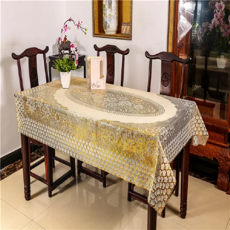 137 183cm Whole Custom Gold Printed Plastic Dining Table Cover Pvc Printed Plastic Dining Table Cover Pvc