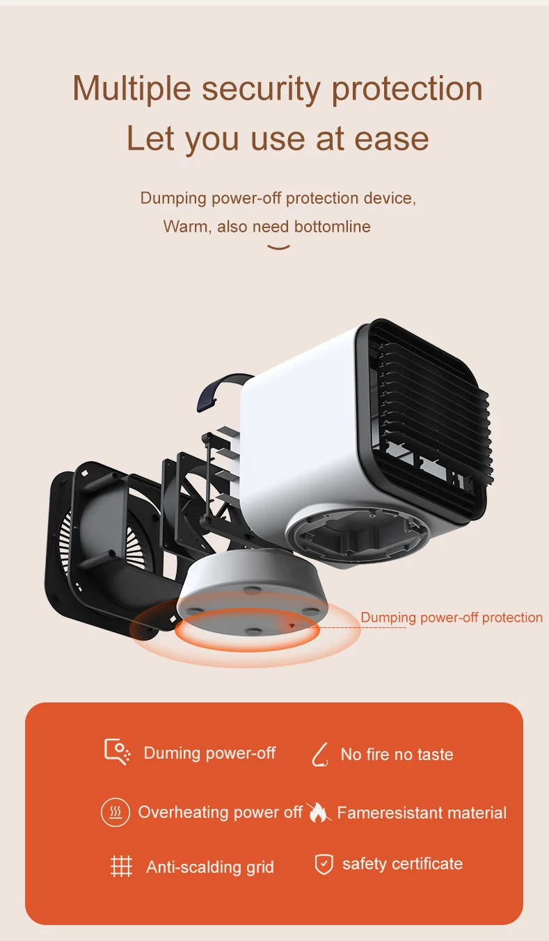 New Desktop Electric Mini Heater Adjustable Thermostat PTC Ceramic Element Heating Small Portable USB Space Fan Heater For Home