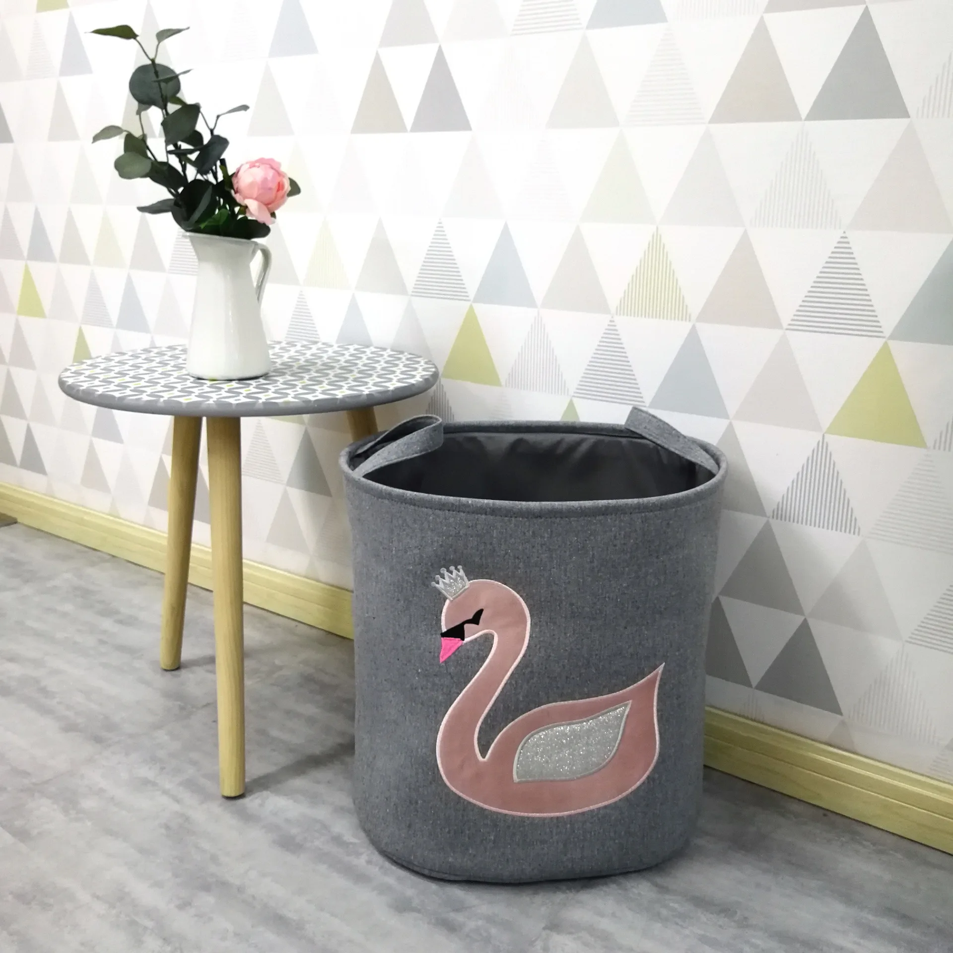 Cubo De Almacenamiento De Tela De Lona Con Mango Grande,Organizador